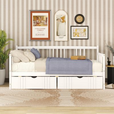 Twin Size Daybed Wood Bed With Two Drawers