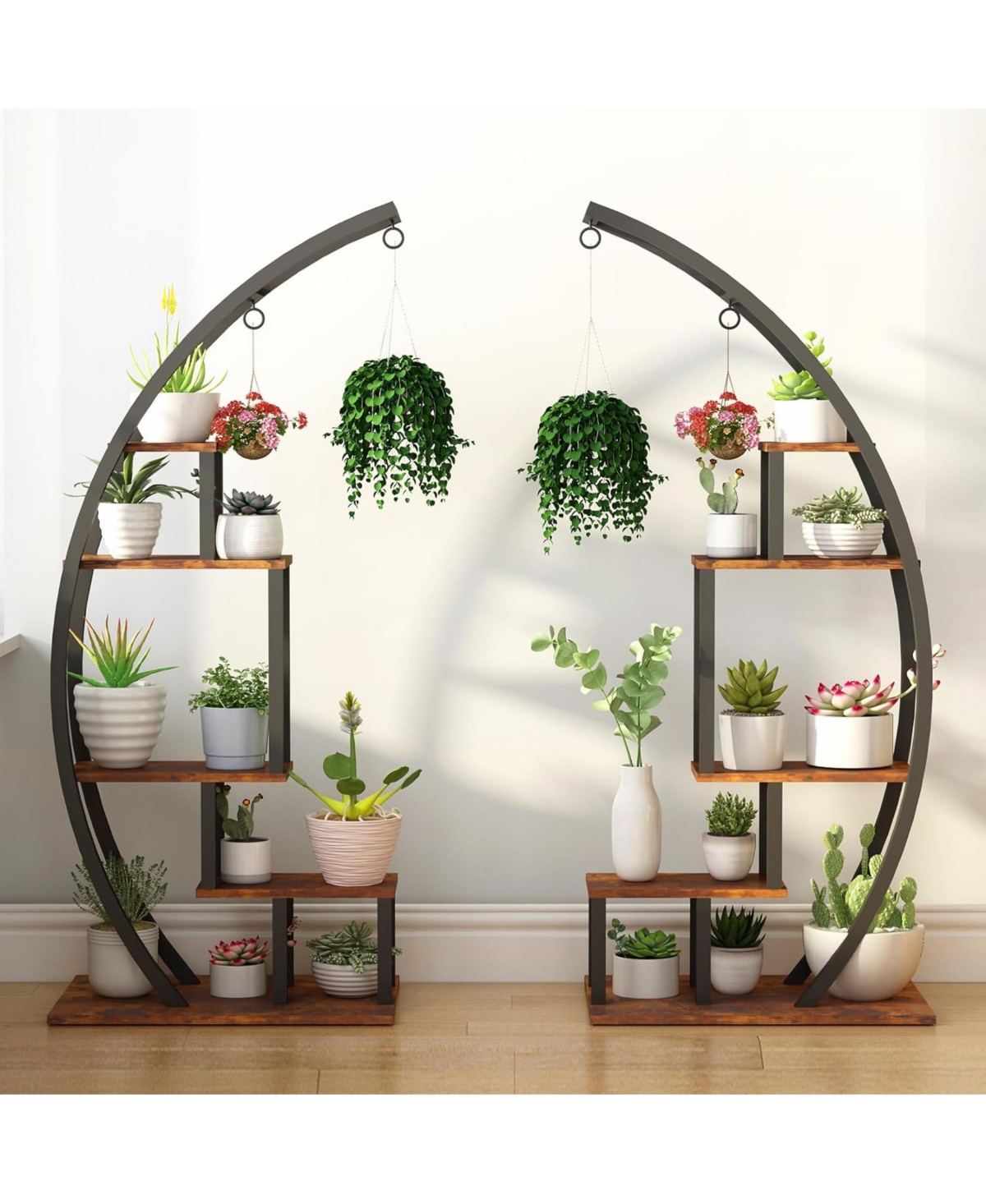 gaomon Metal Plant Stand Indoor 5 Tier Half Moon Shape Ladder Display Rack