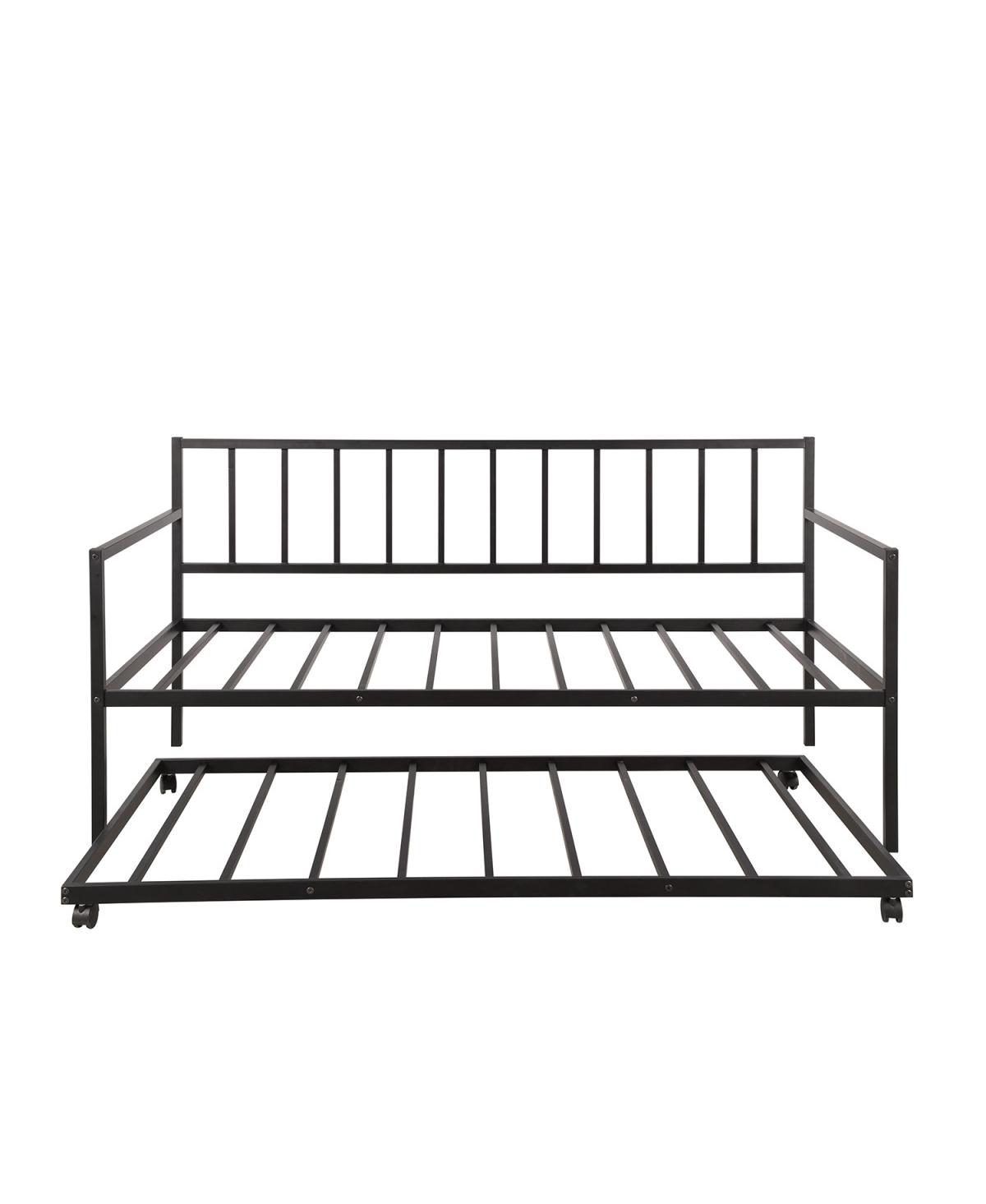Simplie Fun Twin Daybed With Trundle Multifunctional Metal Lounge Daybed Frame For Living Room Guest Room