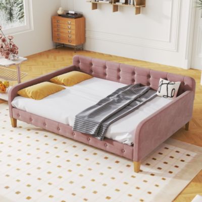 Full Size Upholstered Daybed with 4 Support Legs
