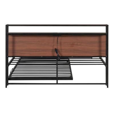 Streamdale Queen Metal Platform Bed w/ Trundle, USBs