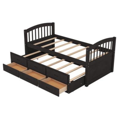 Streamdale Twin Over Twin Wood Bunk Bed With Trundle And Drawers