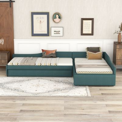Twin Size Upholstered  Daybed With Trundle And Drawer