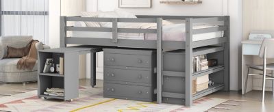Streamdale Multifunctional Loft Bed with Desk, Storage, and Shelves
