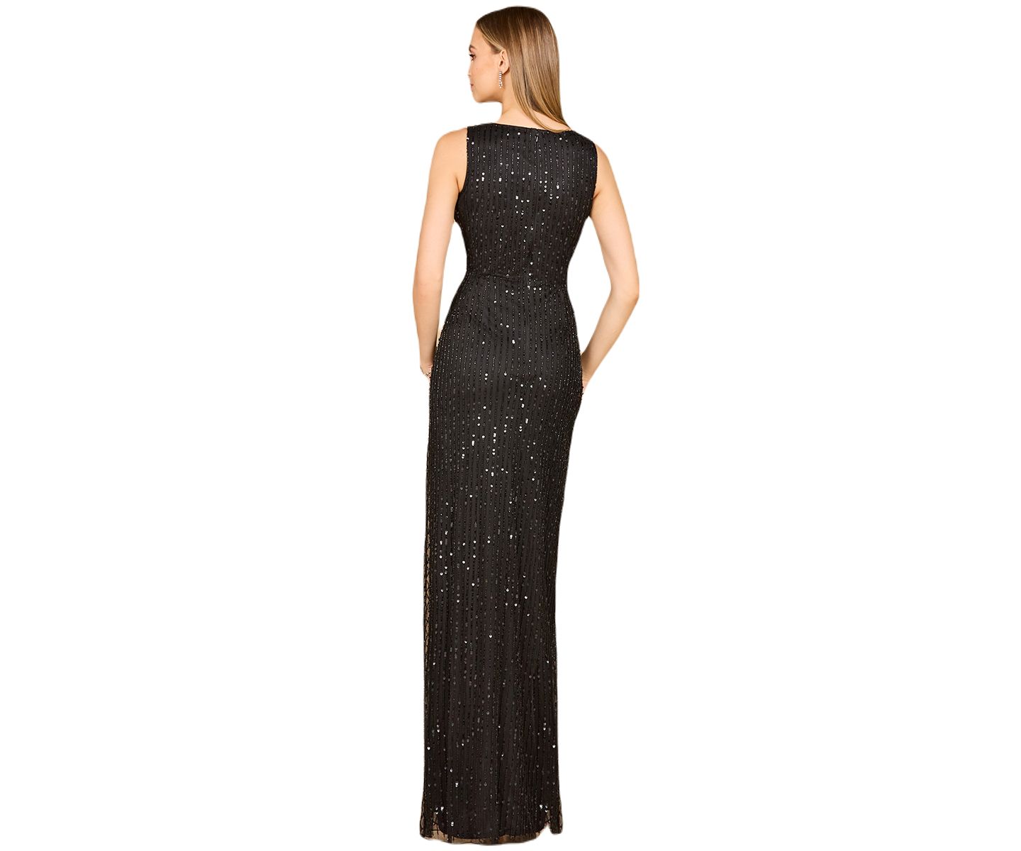 Женское платье Lara Beaded Black Gown with Slit, цвет: Чёрный — фото 2
