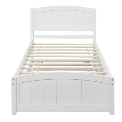 Twin Size Wooden Platform Bed With Trundle