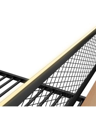 Full Size Metal Bunk Bed With Built-In Desk, Light And 2 Drawers