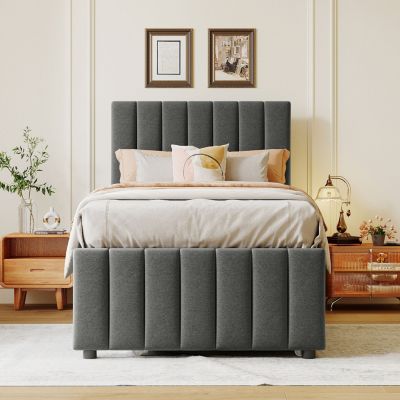 Upholstered Twin Platform Bed with Storage