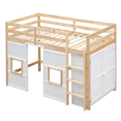 Streamdale Twin Loft Bed with Storage and Windows