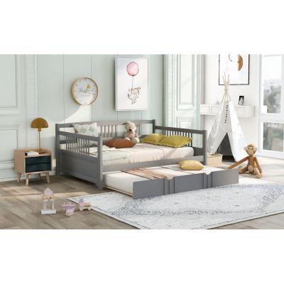 Streamdale Full Size Daybed Wood Bed With Twin Size Trundle