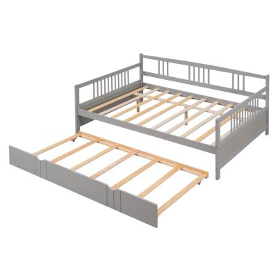 Streamdale Full Size Daybed Wood Bed With Twin Size Trundle