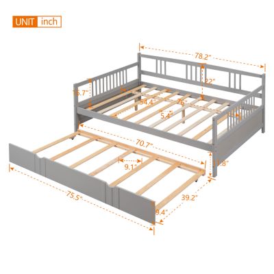 Streamdale Full Size Daybed Wood Bed With Twin Size Trundle