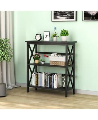 3-Tier Bookshelf Wooden Open Storage Bookcase for Home Office