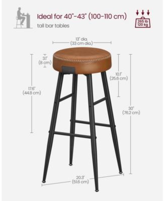 Set Of 2, Kitchen Bar Stools, Breakfast Stools, Synthetic Leather With Stitching