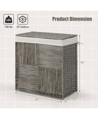 29 Gallons Laundry Hamper with Convenient Handles and Removable Liner Bag-Grey