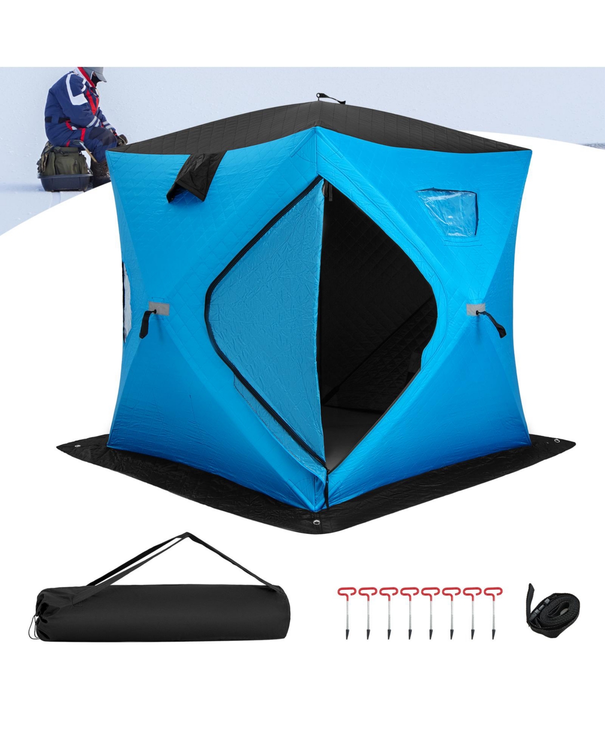Slickblue Portable 2 Person Ice Shanty with Cotton Padded Walls