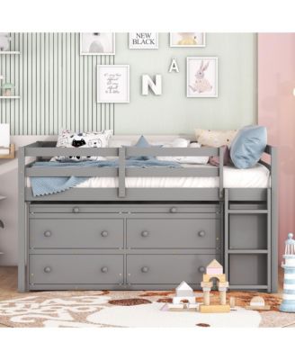 Streamdale White Loft Bed with Desk and Drawers - Full