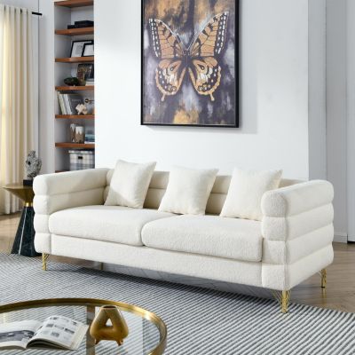 Streamdale 3 Seater + 3 Seater Combination Sofa.White Teddy(Ivory)