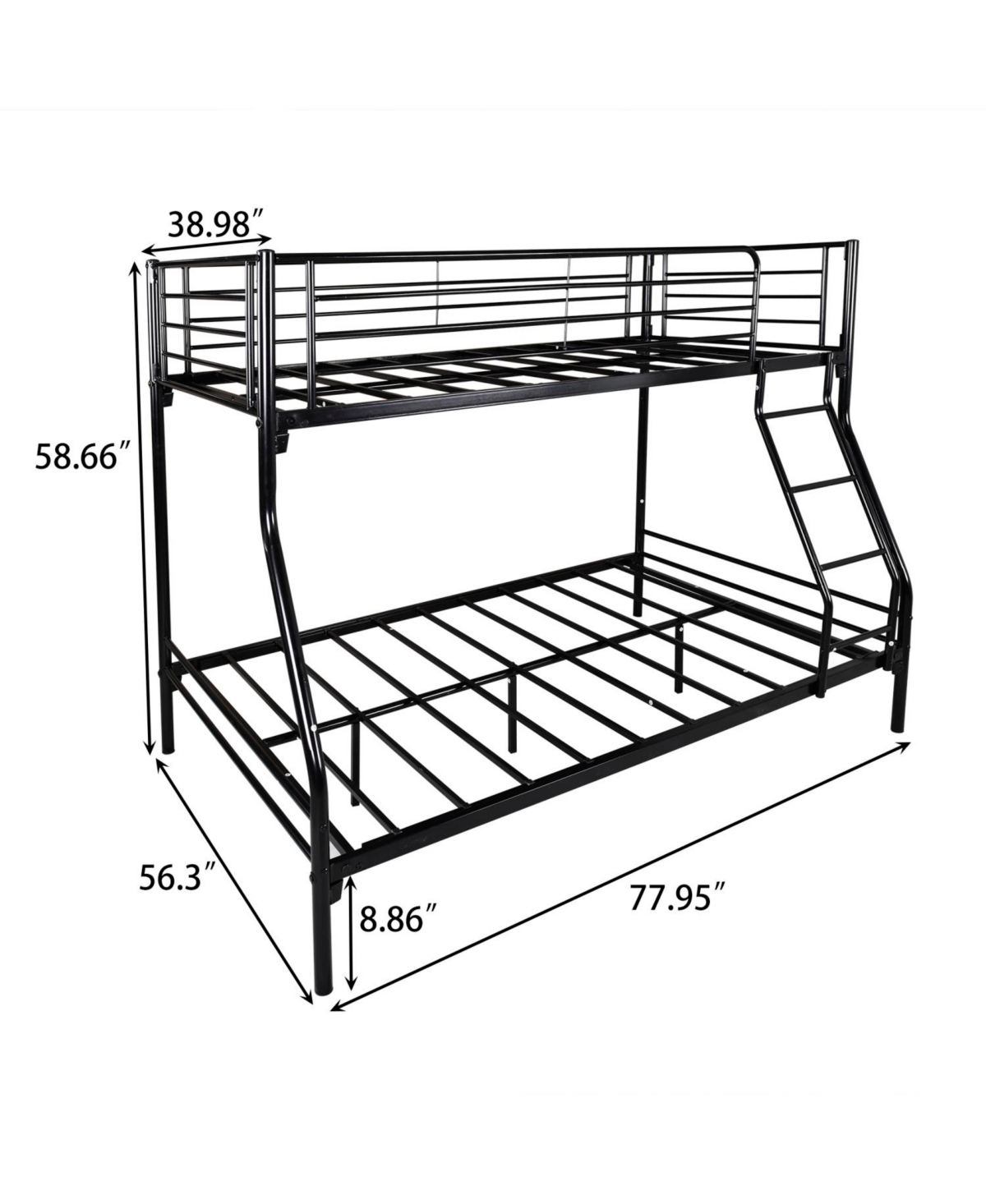 Simplie Fun Heavy Duty Twin-Over-Full Metal Bunk Bed, Easy Assembly With Enhanced Upper-Level Guardrail