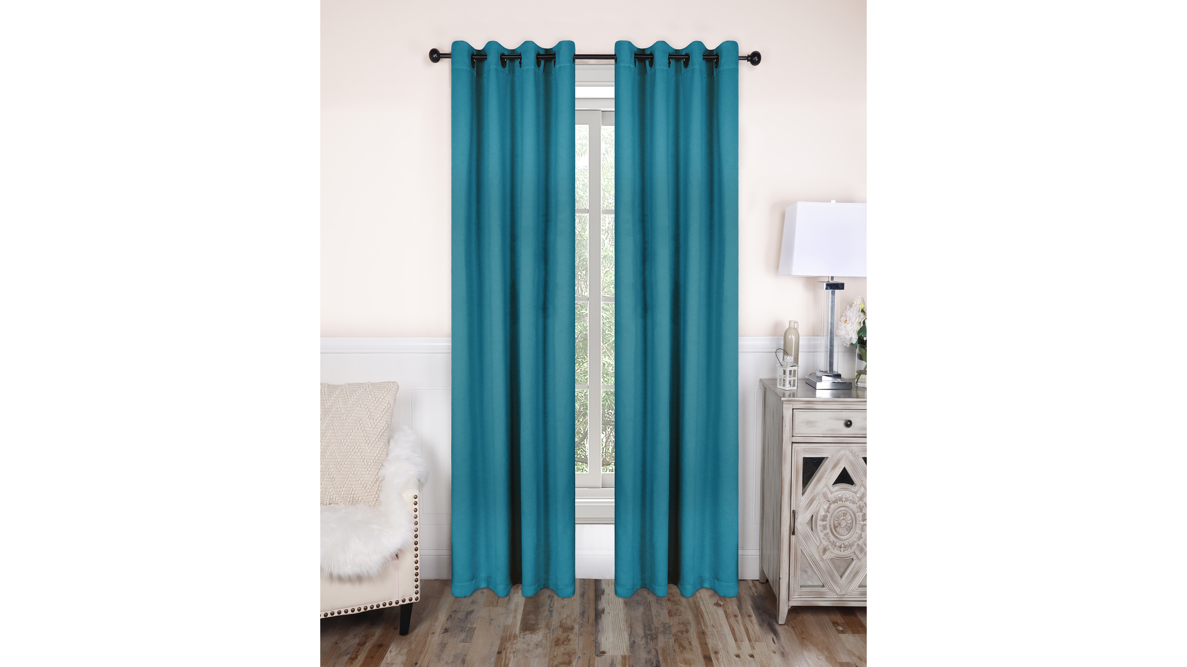 Superior Solid Classic Modern Wrinkle Resistant Room Darkening 2-Piece Curtain Set with Grommet Header Top, 52" X 84"