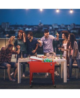 Red Portable Outdoor Patio Cooler Cart