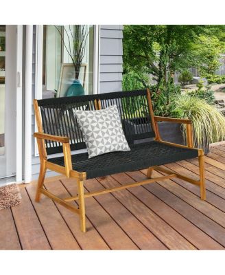 2-Person Acacia Wood Yard Bench for Balcony and Patio