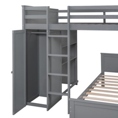 Streamdale Twin Loft Bed with Desk, Shelves, and Wardrobe
