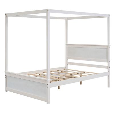 Streamdale Full-size wood canopy bed with drawers, no box spring needed