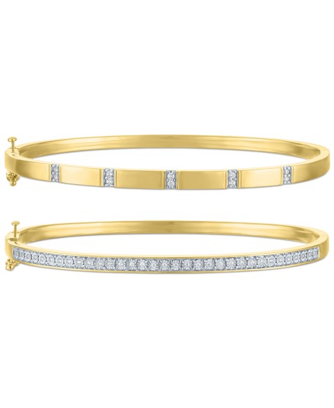 Украшения Macy's 2-Pc. Set Diamond Bangle Bracelets (1/5 ct. t.w.) in 14k Gold-Plated Sterling Silver or Sterling Silver