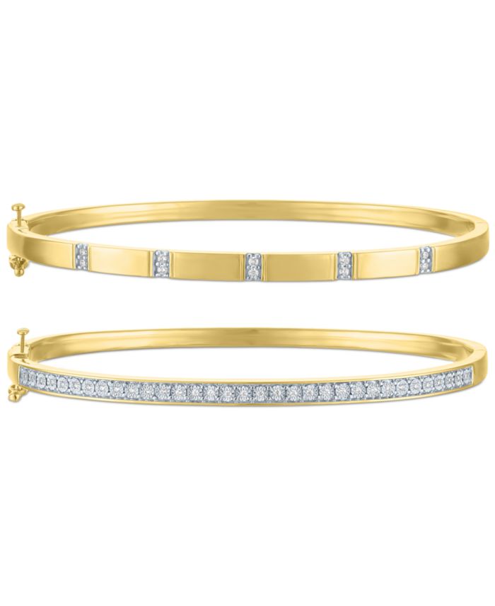 2-Pc. Set Diamond Bangle Bracelets (1/5 ct. t.w.) in 14k Gold-Plated