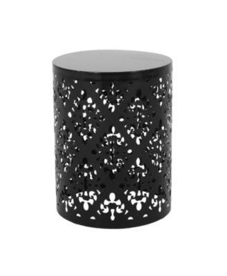 Elegant Iron Cut Side Table Set with Cylindrical Structure