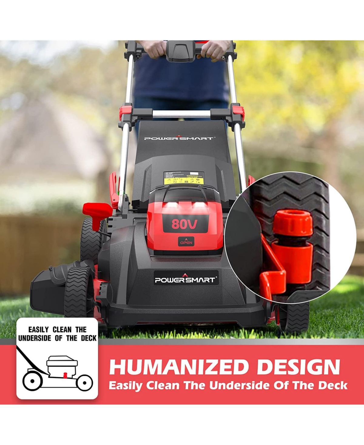 Streamdale Furniture80V Brushless Cordless Self-Propelled Electric Lawn Mower - Black+red