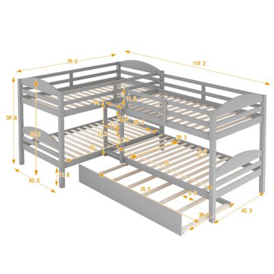 Streamdale Twin L-Shaped Bunk Bed With Trundle