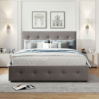 Streamdale Queen Upholstered Platform Bed with Twin XL Trundle and Drawers