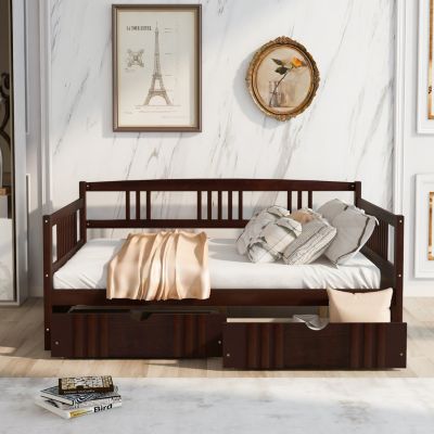 Streamdale Full Size Daybed Wood Bed With Two Drawers