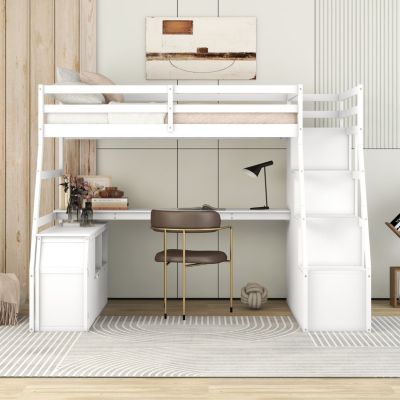 Streamdale Twin Size Loft Bed With With 7 Drawers 2 Shelves And Desk