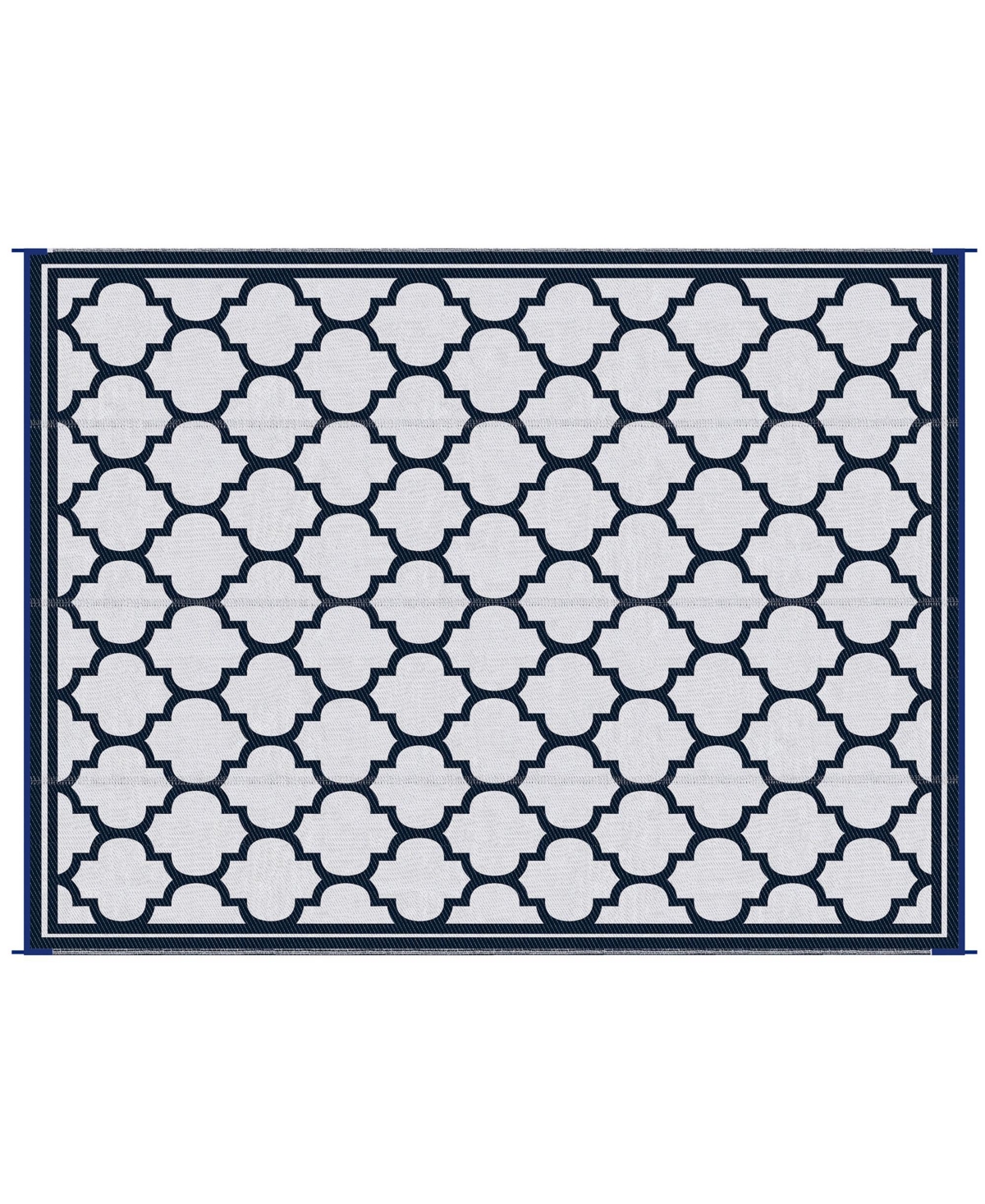 Outsunny 9' x 12' Reversible Outdoor Rv Rug Plastic Straw Rug Camping, Deck, Beach, Blue - white