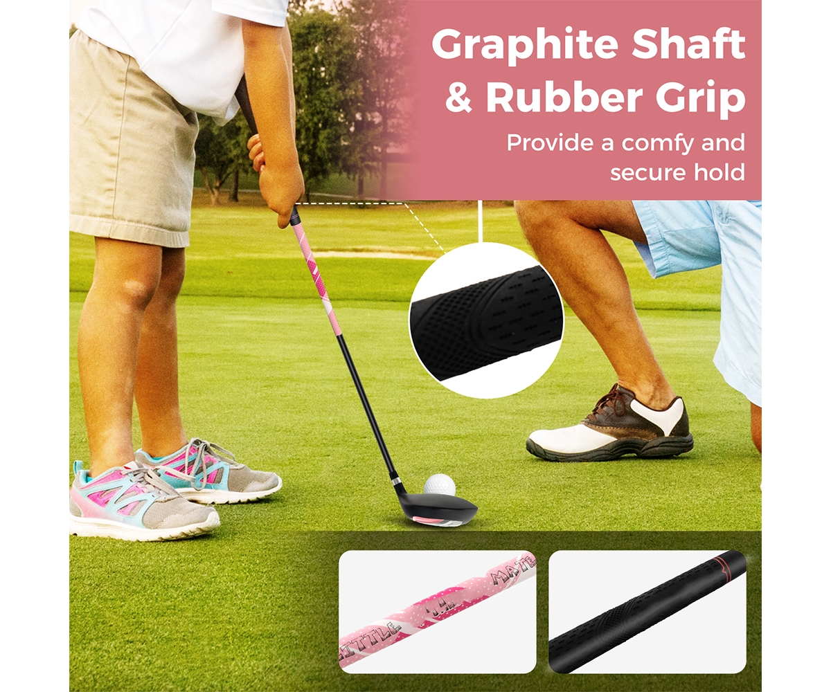 Slickblue Junior Complete Golf Club Set for Kids with Rain Hood Right Hand Children Golf Age 8-10 Years Old