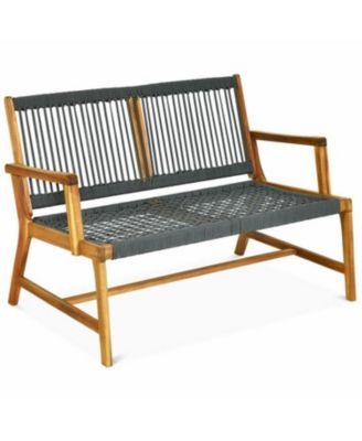 2-Person Acacia Wood Yard Bench for Balcony and Patio