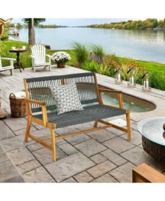 2-Person Acacia Wood Yard Bench for Balcony and Patio