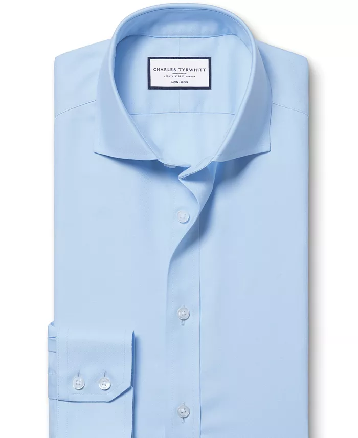 Men's Slim-Fit Non-Iron Solid Twill Dress Shirt - thumbnail 4