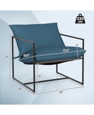 2 Pieces Sling Accent Chair Leisure Chair with Weatherproof Seat Fabric Indoor Outdoor