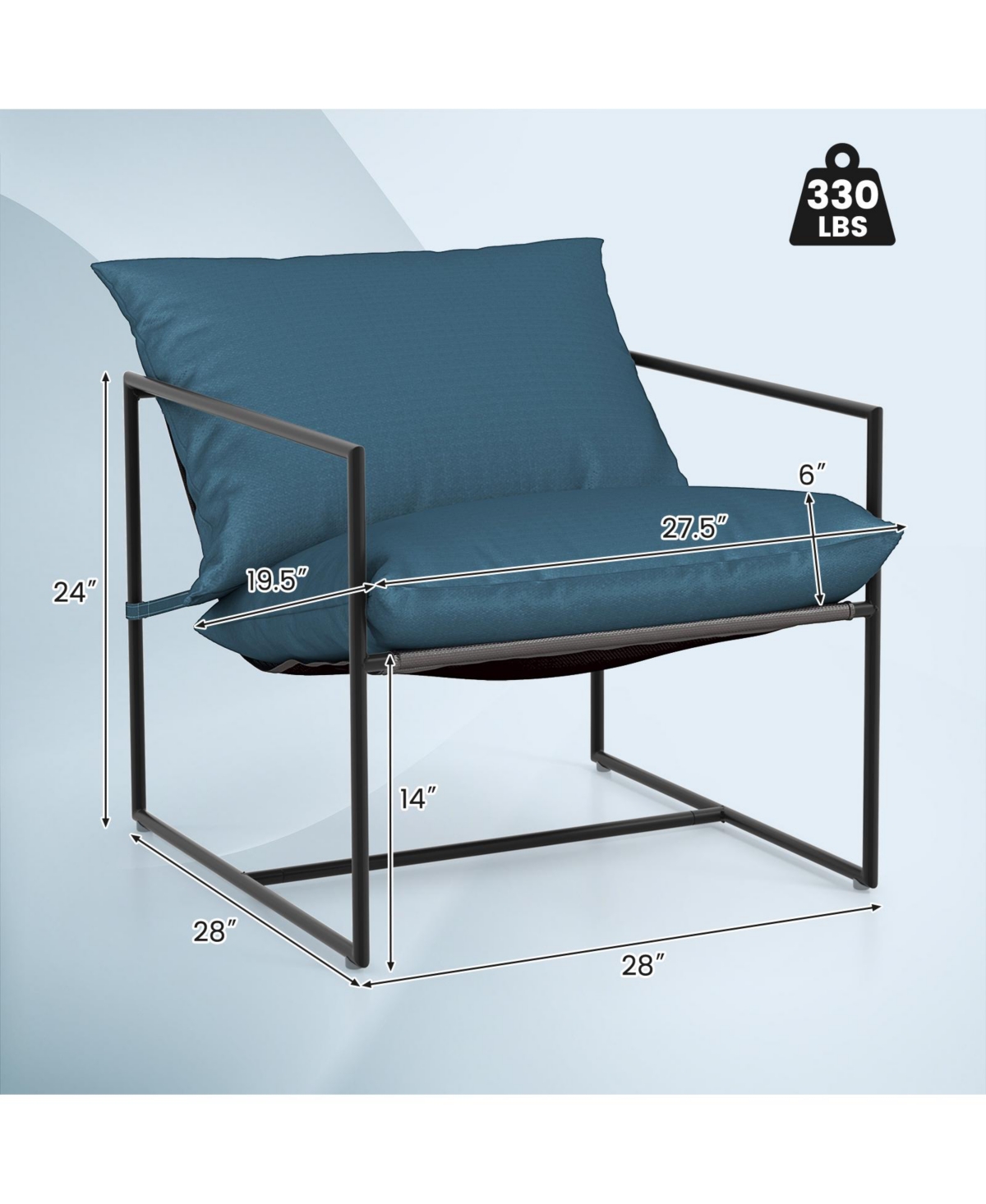 Slickblue 2 Pieces Sling Accent Chair Leisure Chair with Weatherproof Seat Fabric Indoor Outdoor