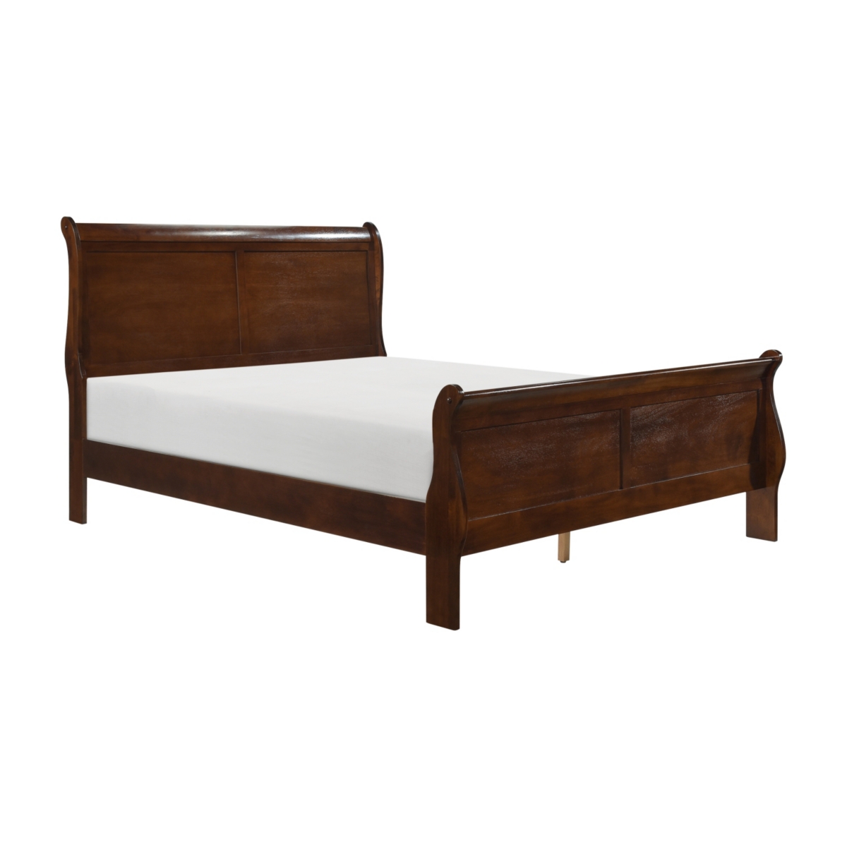 Streamdale Furniture Classic Louis Philipe Style BedCherry Finish 1 Piece Traditional Design Sleigh Bed - Brown