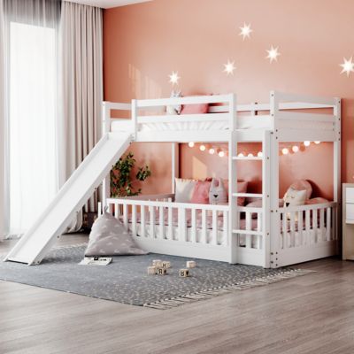 Twin Over Twin Bunk Bed With Slide And Ladder