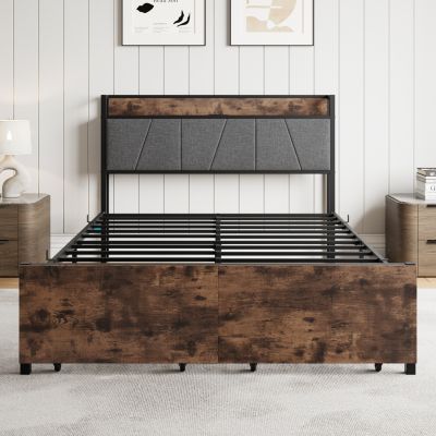 Vintage Storage Headboard Bed Frame