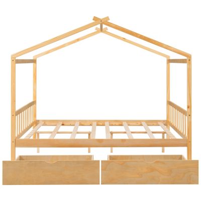 Streamdale Platform Bed with Drawers, Headboard, and Roof Design