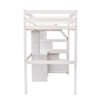 Streamdale Twin Loft Bed with Stairs, Desk, Storage