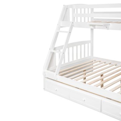 Twin-Over-Full Bunk Bed with Drawers, Ladder and Storage Staircase