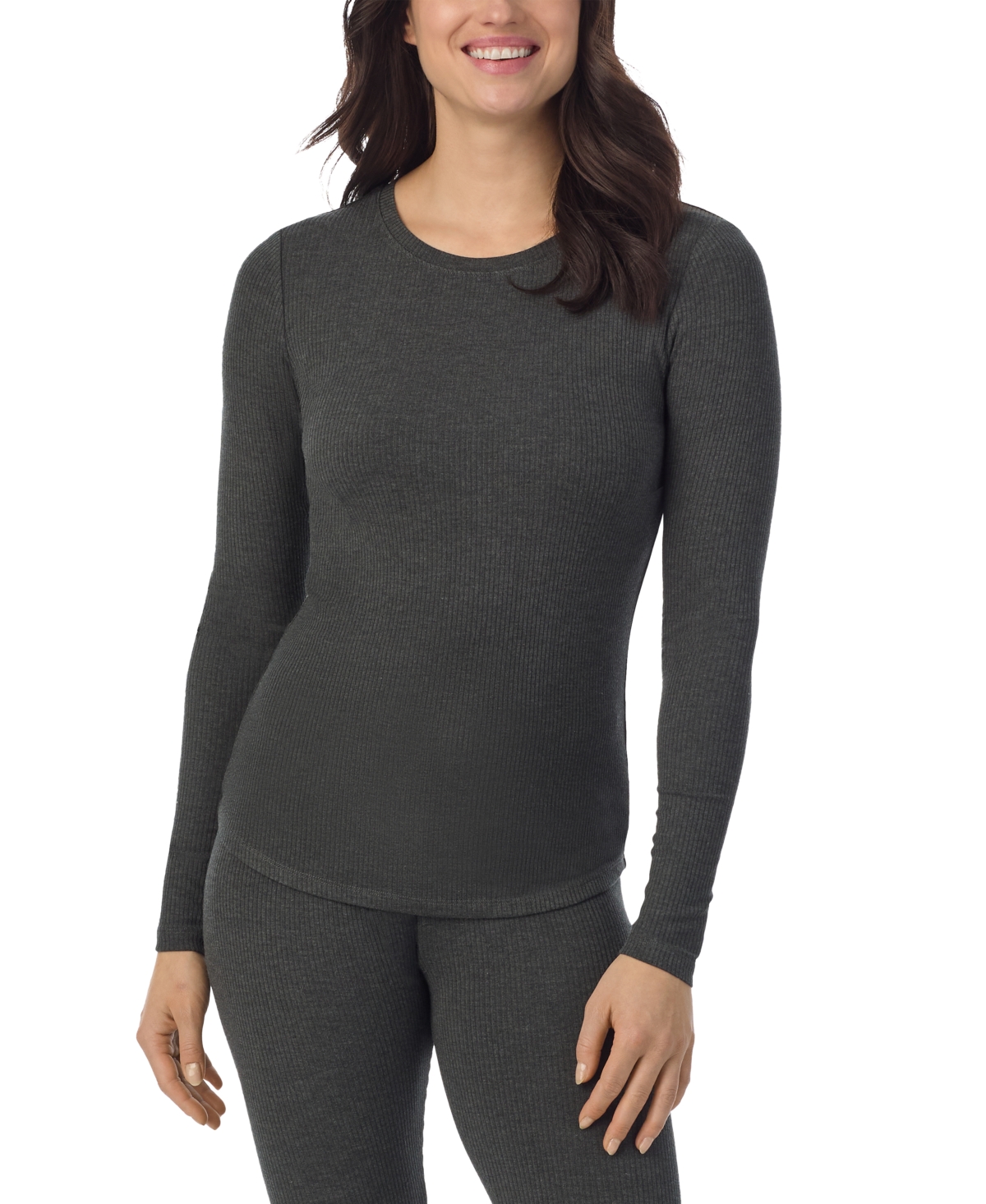 CUDDL DUDS WOMEN'S RIBBED CREWNECK LONG-SLEEVE TOP 